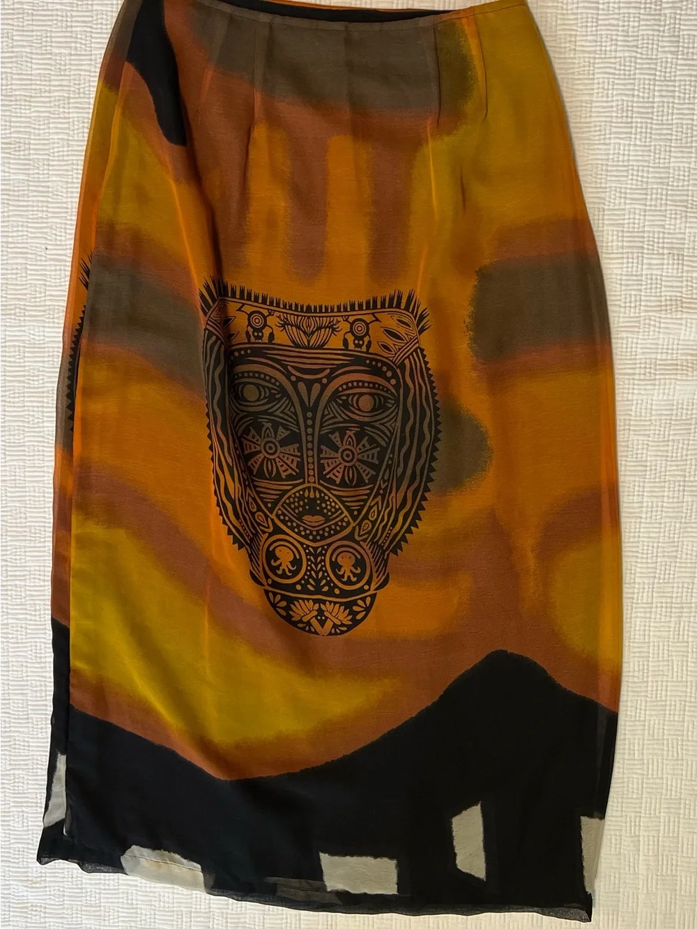 Alex Yu Sunset Ombre Tribal Print Midi Skirt